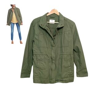Old Navy Women’s Field Utility Jacket Green Zip and Snap Cinched Waist Size XS
